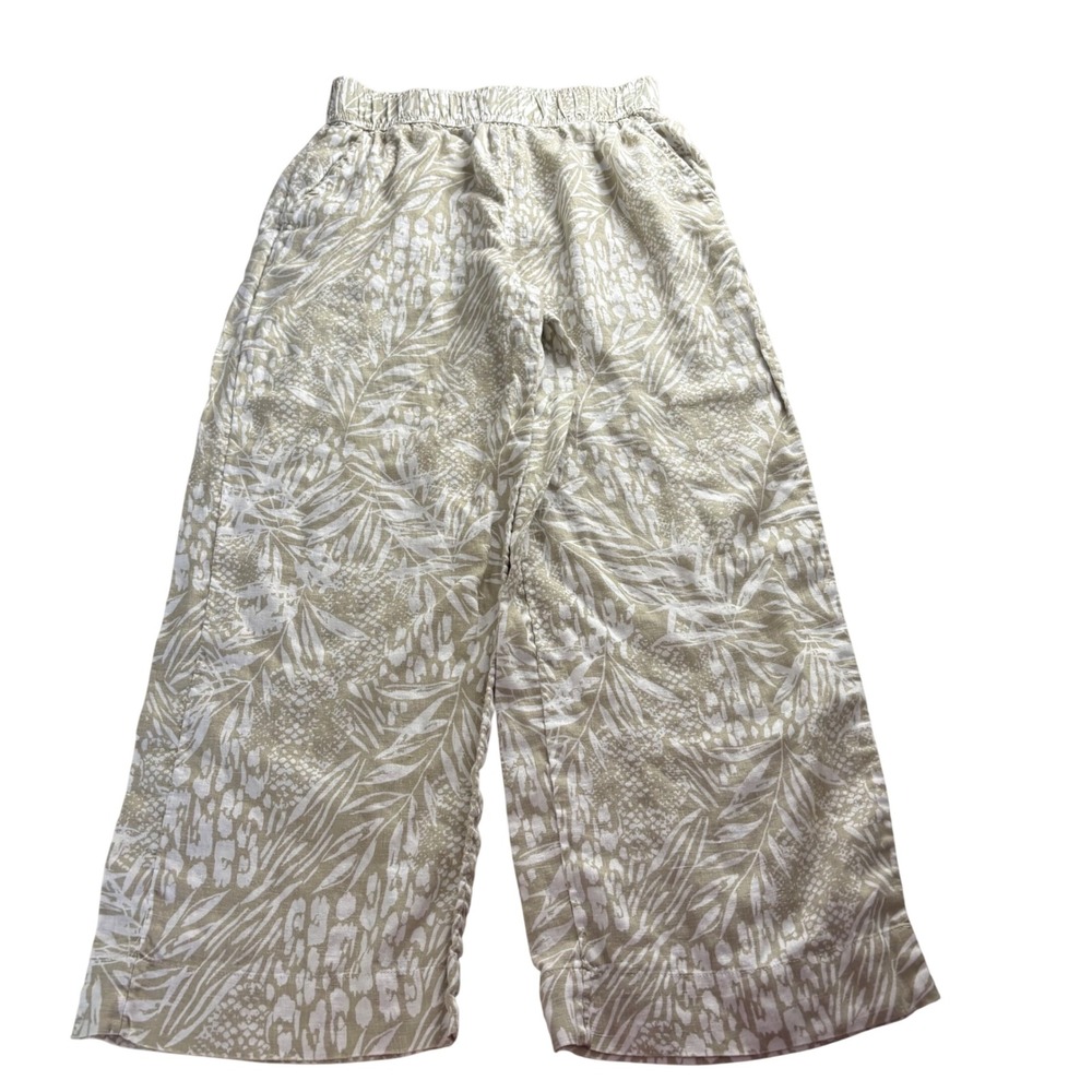 Christian Siriano New York 100% Linen Wide Leg Pants Tropical Animal Print Small
